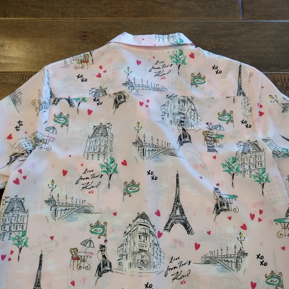 KARL LAGERFELD Women's pink Paris Button-Up Blouse Shirt - L - Picture 7 of 9